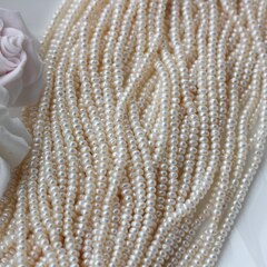 Жемчуг натуральный речной, приплюснутый, 3,6-3,4 мм на 2,4-2,2 мм, 1 нить, Ж001