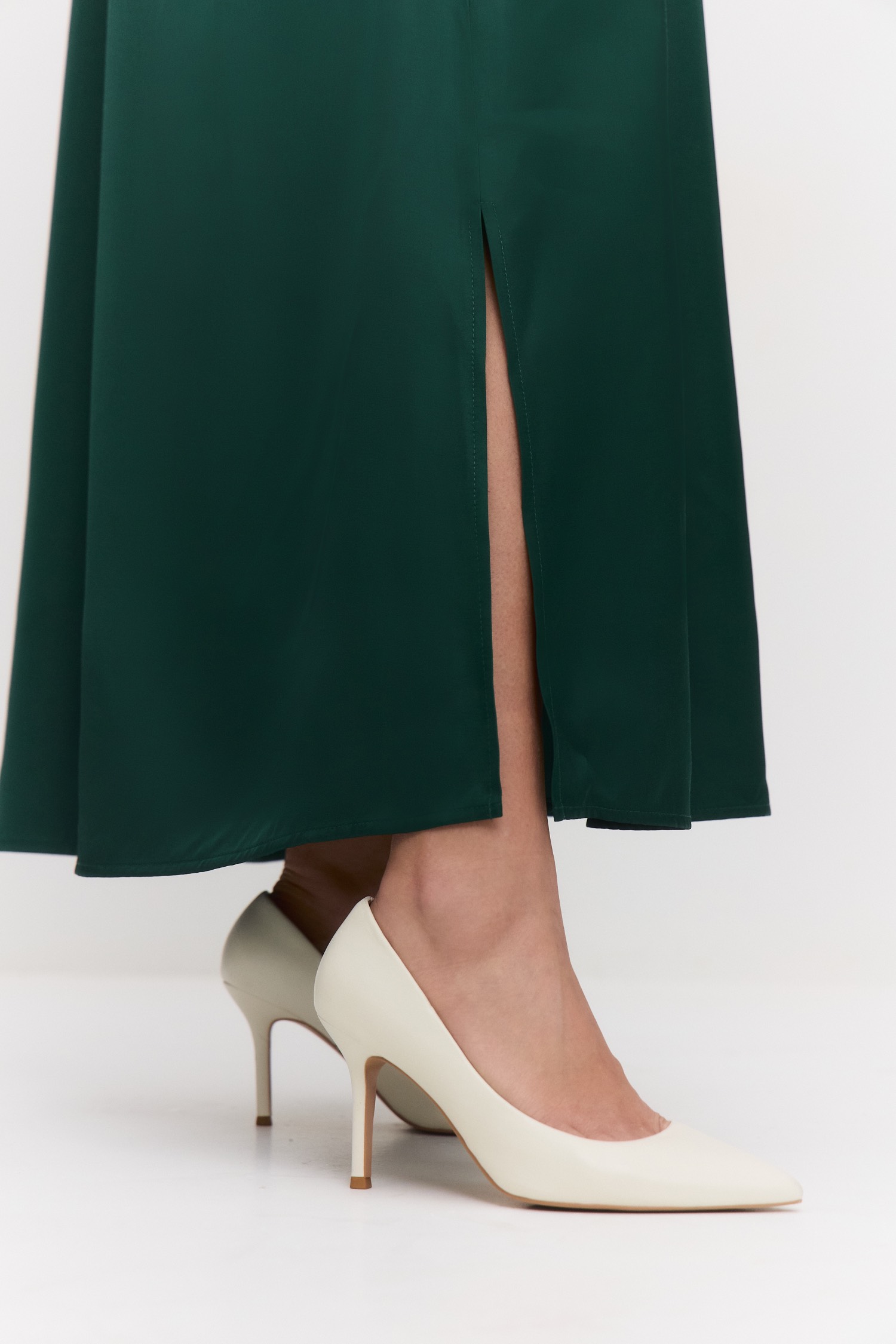 Платье-туника из атласа, зеленый