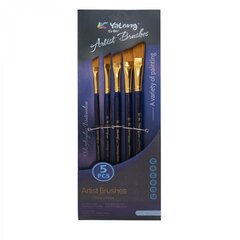 
          Набор кистей Yalong, 5 шт, нейлон №4, №6, №8, №10, №12 плоские скошенные, деревянная ручка, блистер, европодвес