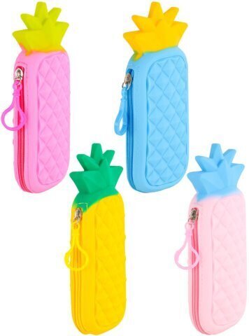 Пенал-косметичка ЦВЕТНОЙ АНАНАС,в прозрач.тубе 22х10х3/20х8 см, силикон, цв. ассорти