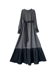 Ласточка. Платье макси из комбинированной ткани с вышивкой на рукавах PL-422580