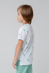 фуфайка  для мальчика  КР 301984/белый,зеленые динозавры