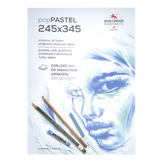 Бумага для пастели 245х345мм 220 г/м2 20л, белая, склейка