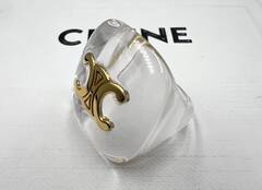 Крупное кольцо печатка из акрила CELINE lux