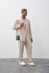 Двубортный оверсайз Бежевый