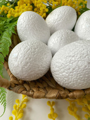 №2 Яйца пасхальные из пенопласта, белые, размер 9*7 см, набор 7 штук