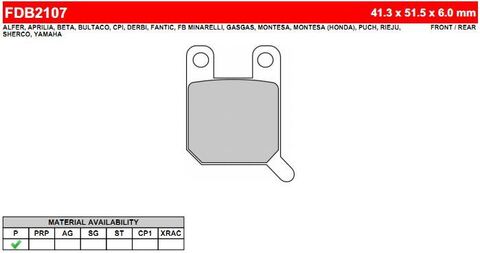 FDB2107P Тормозные колодки дисковые MOTO, блистер 2 шт