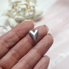 Подвеска Сердце, 16*12 мм, родий, П848