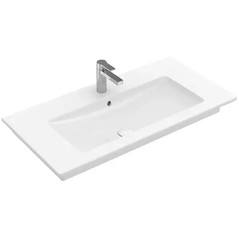 Villeroy&Boch 4104AL01 Раковина, Villeroy&Boch, Venticello, ширина, мм-1000, глубина, мм-500, высота, мм-170, тип установки-на тумбу, отверстия для смесителя-1 сквозное, 2 промаркированных, с переливом, материал-керамика, цвет-альпийский белый