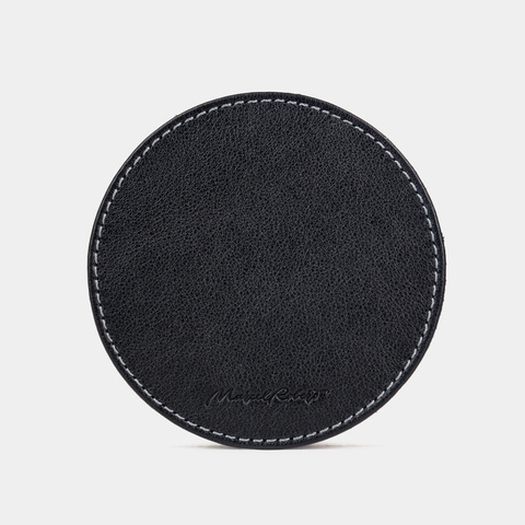 Подстаканник из натуральной кожи теленка, черного цвета