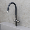 Lemark LM5083GMN-Black Смеситель для кухни с гибким изливом с подключением к фильтру питьевой воды, высота излива 32 см, длина 20 см, нерж. сталь / графит нано