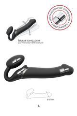 Черный безремневой вибрострапон Vibrating Bendable Strap-On L - 