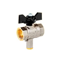 Кран латунный шаровой LD Pride, DN 15, PN 40, никелированный под термодатчик М10, муфта-муфта, бабочка