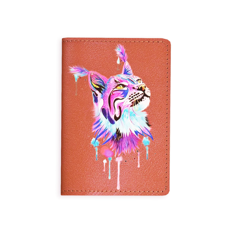 Обложка на паспорт "Цветная рысь", рыжая