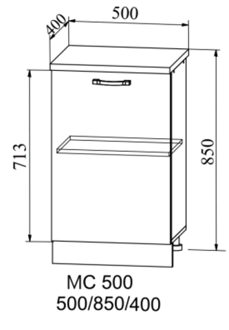 Кухня Гранд шкаф нижний неглубокий 500 (глубина 400мм)