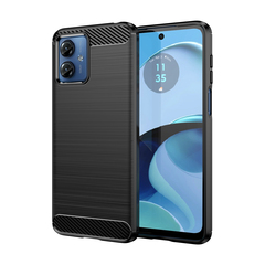 Мягкий чехол с дизайном в стиле карбон для Motorola G14, серия Carbon от Caseport