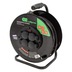 Удлинитель силовой 30 м, 16А, тип УХз16, КГ 3 x 2.5 мм, на стальной катушке, 4 розетки Сибртех