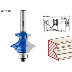 ЗУБР 34.9 x 25.4 мм, хвостовик 8 мм, фреза кромочная фигурная №6, Профессионал (28717-34.9)