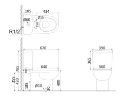LO1002 УНИТАЗ-КОМПАКТ HDC405P CREO Lorient с сиденьем