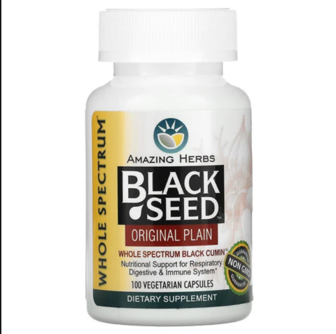 Amazing Herbs, Black Seed, Original Plain, 100 вегетарианских капсул