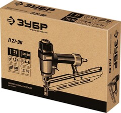 ЗУБР П21-90, гвозди тип 21 (50-90мм), Пневматический нейлер (гвоздезабиватель), Профессионал (31931)