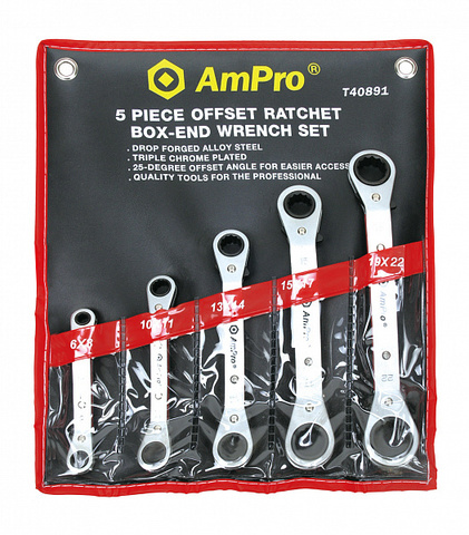 Набор трещоточных ключей AmPro 6-22мм, 5 предметов