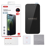 Защитное стекло 3D на весь экран ANMAC Privacy для iPhone 14 Pro / 15 (Антишпион с сеточкой) (Черная рамка)