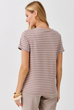 Футболка для беременных и кормящих 18072 мокко-молочная полоса
