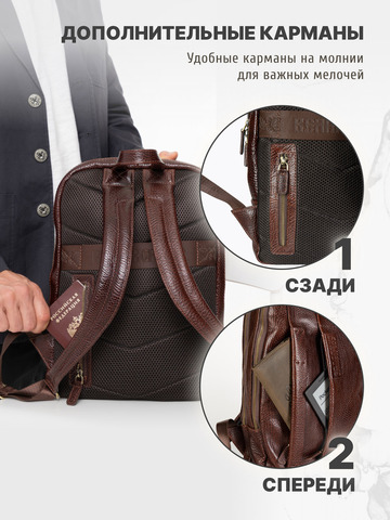 Кожаный рюкзак-компактный вишнёвого цвета