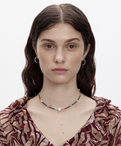 Чокер Pearl Touch Silver-Burgundy