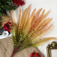 Папоротник искусственный, оранжево-зеленый светлый, букет 13 веток, 48 см.