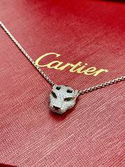 Колье цепочка с подвеской голова ПАНТЕРЫ коллекция PANTHERE в обсыпке