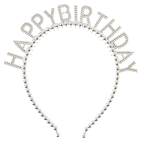 Ободок, Happy Birthday, Сверкающий жемчуг, Серебро, 1 шт.