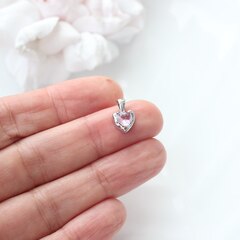 Подвеска Сердце с розовым фианитом, 12*8 мм, родий, П310