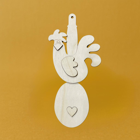 Ложка с курочкой, ложка 18*5,5см курочка 9*8см фанера