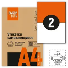 Этикетки самоклеящиеся Attache Economy (Выбор есть) 210х148мм 2 штуки на листе белые (100 листов в упаковке)