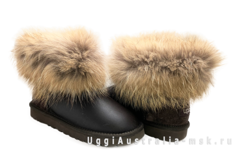 UGG Fox Fur Mini Metallic Chocolate