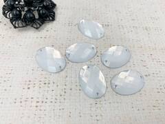 Стразы пришивные акрил, d 2,5х1,8 см, белый матовый