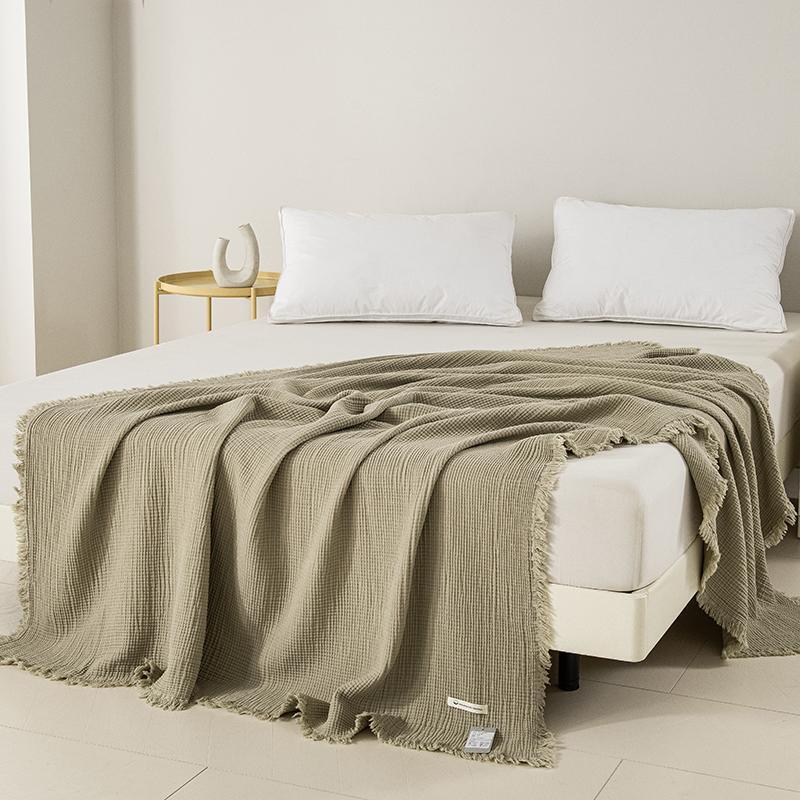 Плед Zephyr home Вафельный 150х200 Бежевый с бахромой