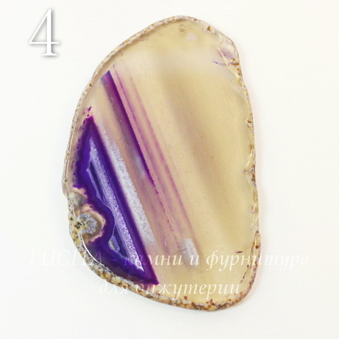 Подвеска Срез Агата (тониров), цвет - чернильный, 80-85 мм (№4 (82х52 мм))