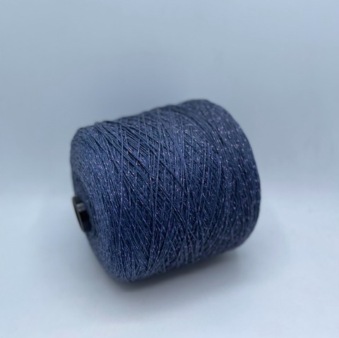 Бобинная пряжа (пр.Италия), art-Plume 360м/100гр. 100% Меринос , цвет-Деним с лиловым люрексом, арт.25062