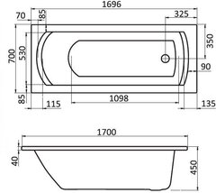 Ванна акриловая Santek Монако 170x70 белая