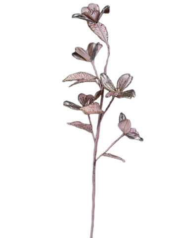 Веточка с листьями кизила 64см ChristmasDeLuxe платина