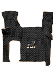 Ковры MAN TGX с 2-мя ящиками (автомат) (экокожа, черный, бежевый кант, бежевая вышивка)