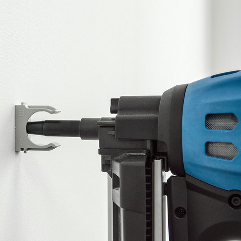 Крепеж-клипса для труб для монтажного пистолета серая 16/20/25/32 мм Промрукав