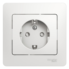 Schneider Electric Glossa Белый Розетка с заземляющими контактами со шторками, в сборе с рамкой IP20 скрытая установка GSL000144