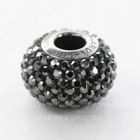 80101 Бусина Сваровски BeCharmed Pave Jet Hematite 14х9 мм
