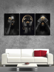 Модульная картина "Трио девушек в золоте"