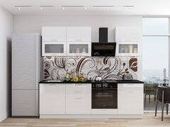 Прямая модульная кухня Валерия-М-01 Белый глянец - Белый 2140*1800*600