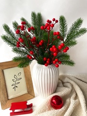 Еловая ветка искусственная, реалистичная, 12 лапок, декор зимний, рождественский, ветка 42 см, набор 3 ветки.